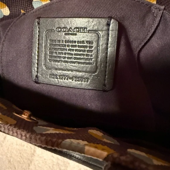 Coach Heart Pattern Tote - Black, Yellow, and Light Blue - Picture 3 of 8